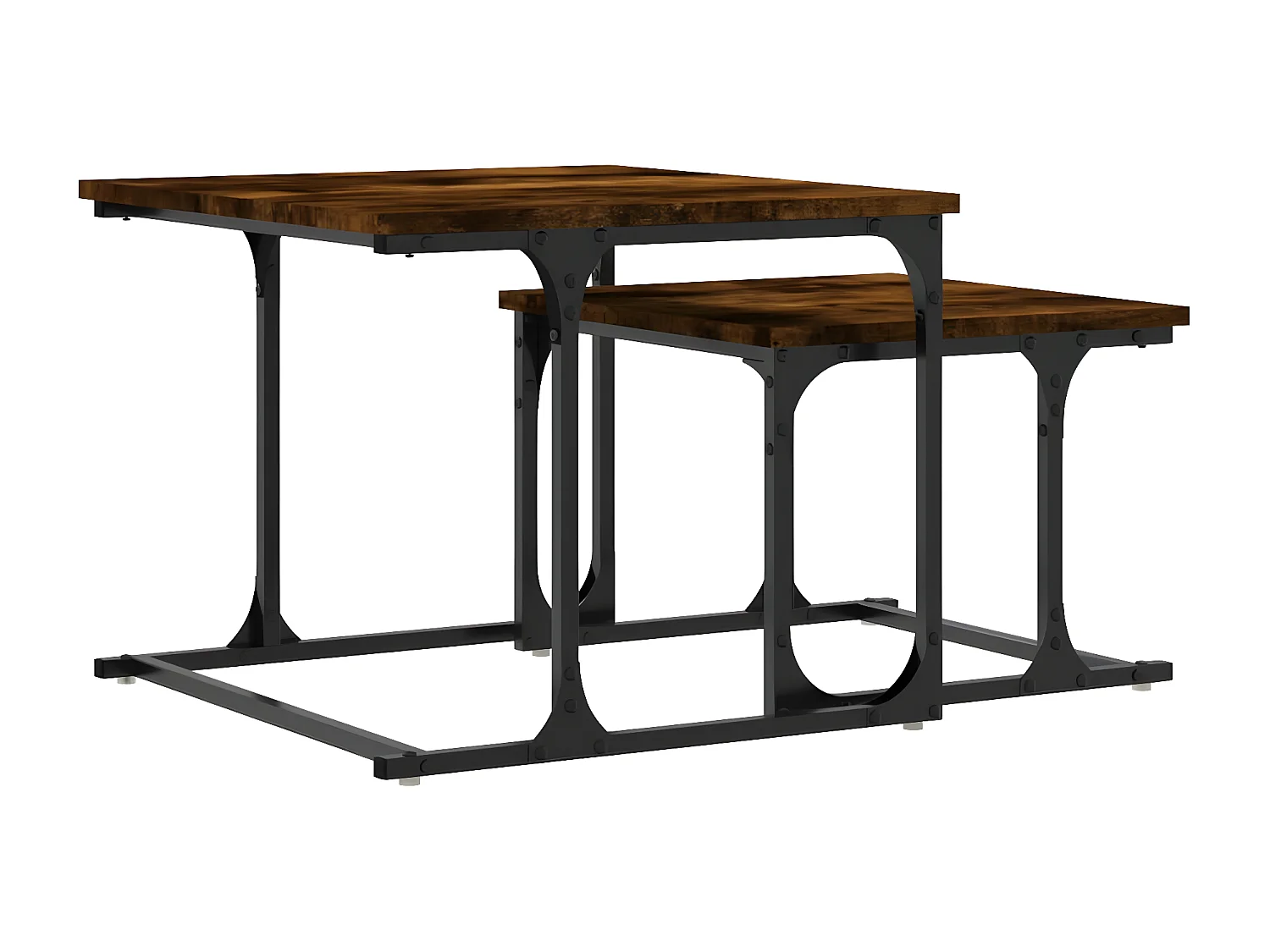 Table basse gigogne 2 pcs chêne fumé bois d'ingénierie