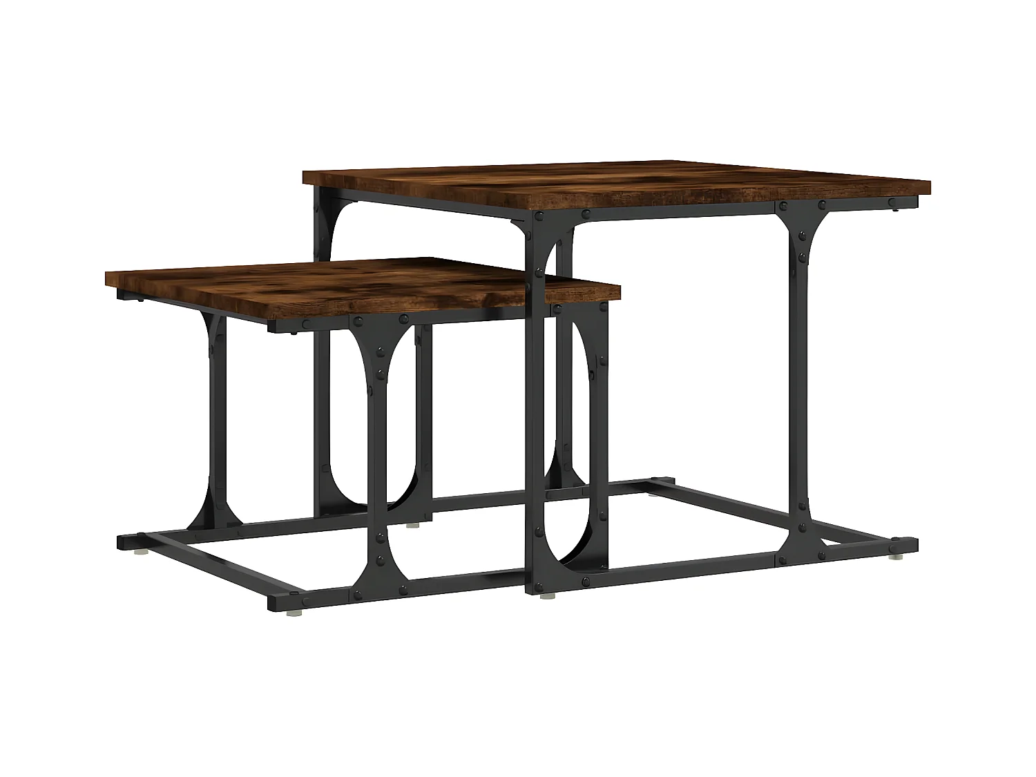 Table basse gigogne 2 pcs chêne fumé bois d'ingénierie