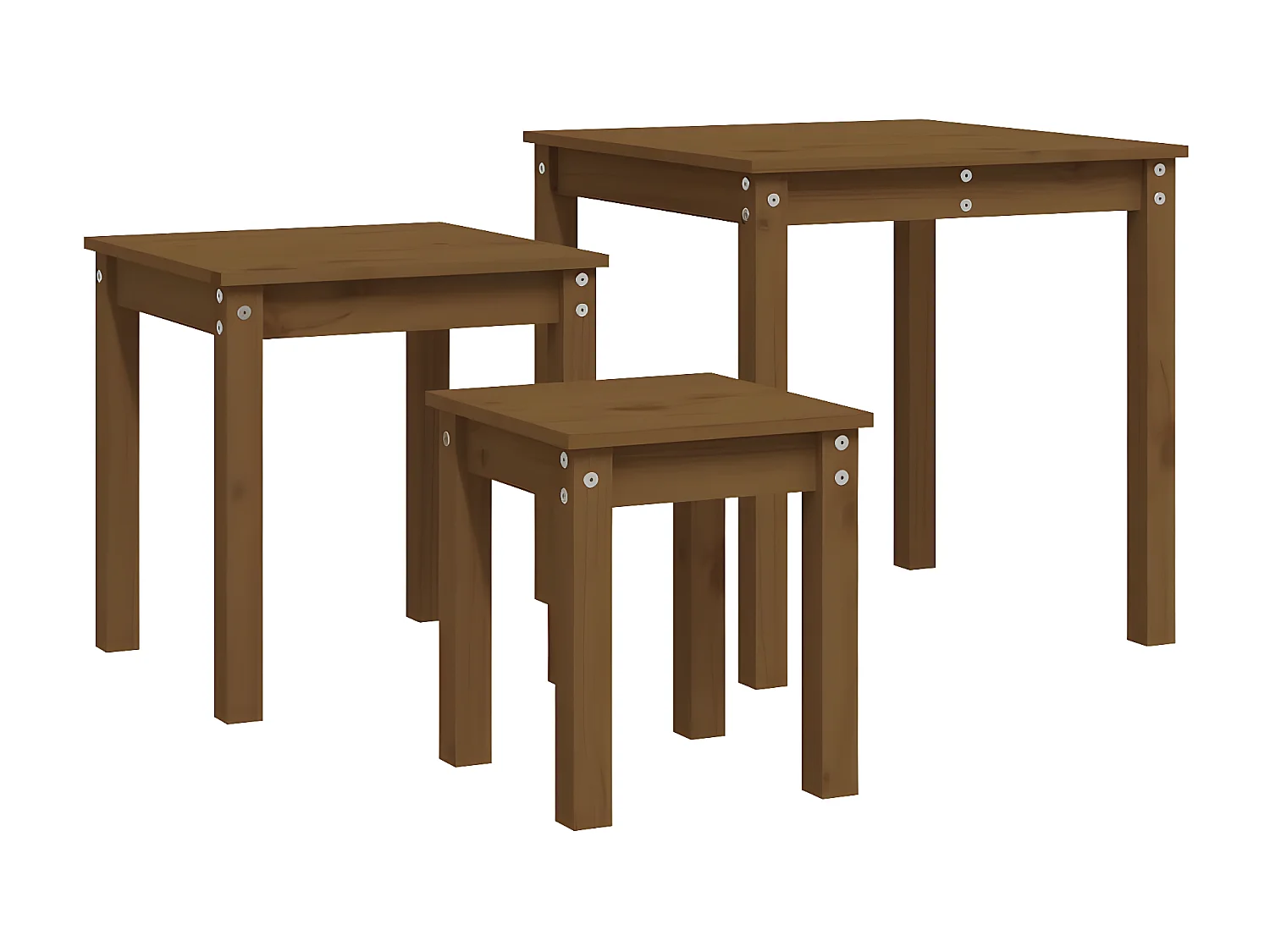 Tables gigognes 3 pcs Marron miel Bois de pin massif