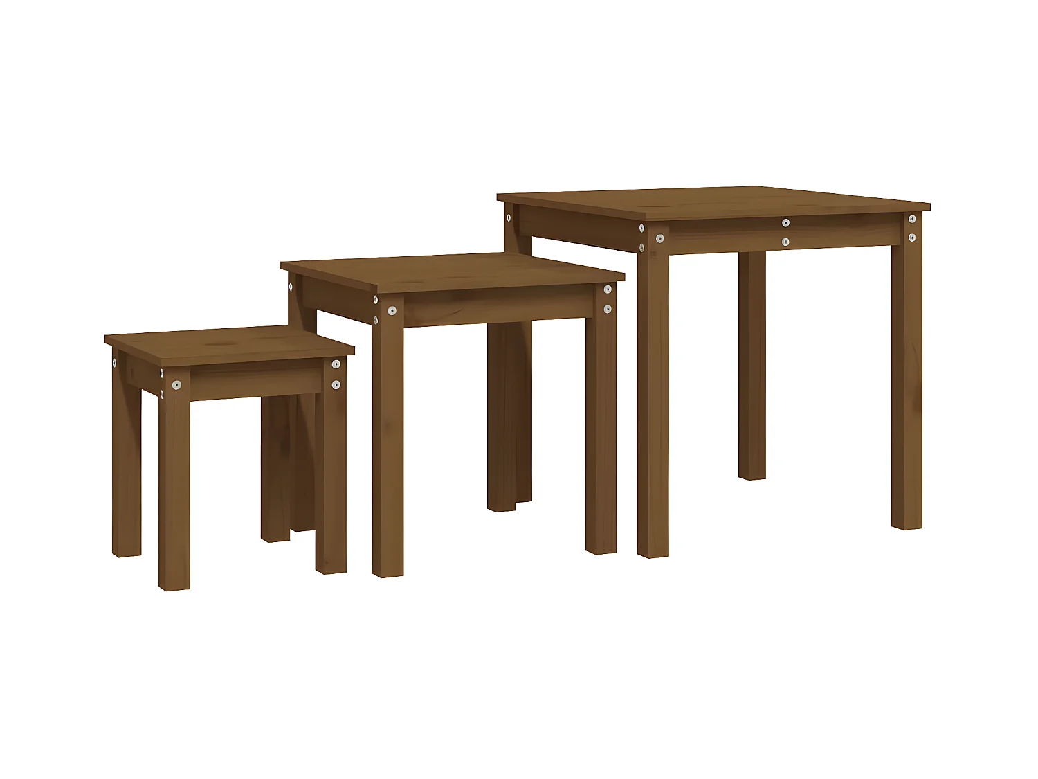 Tables gigognes 3 pcs Marron miel Bois de pin massif