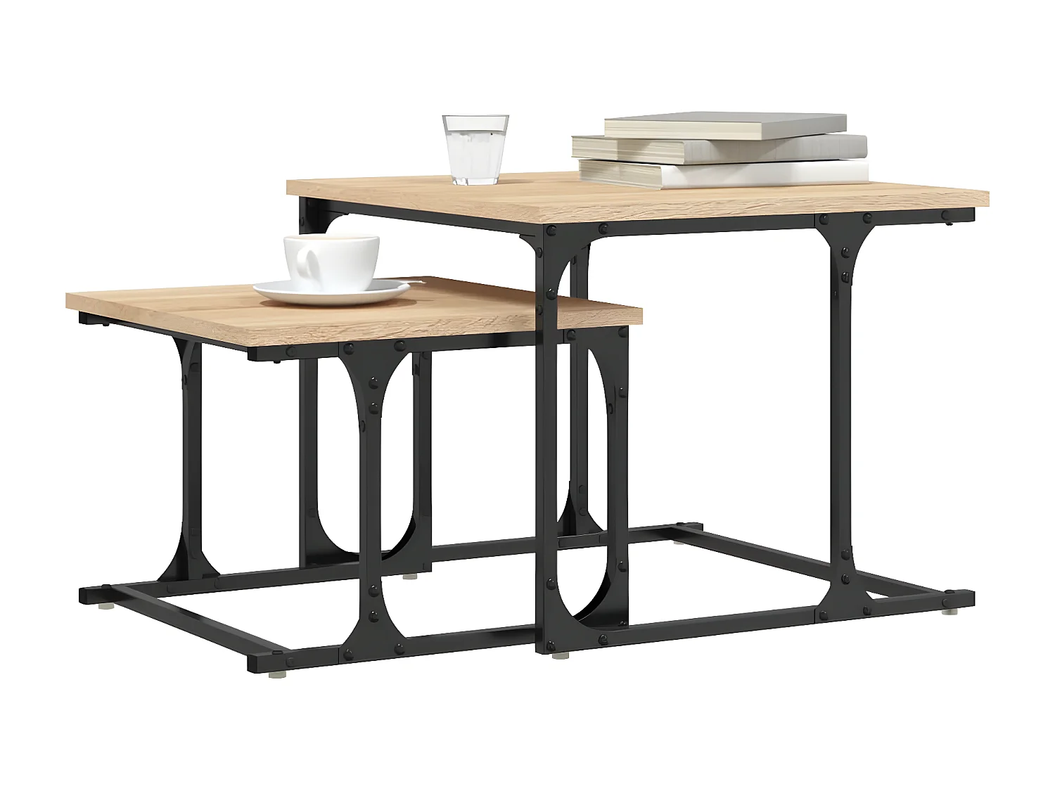 Table basse gigogne 2 pcs chêne sonoma bois d'ingénierie