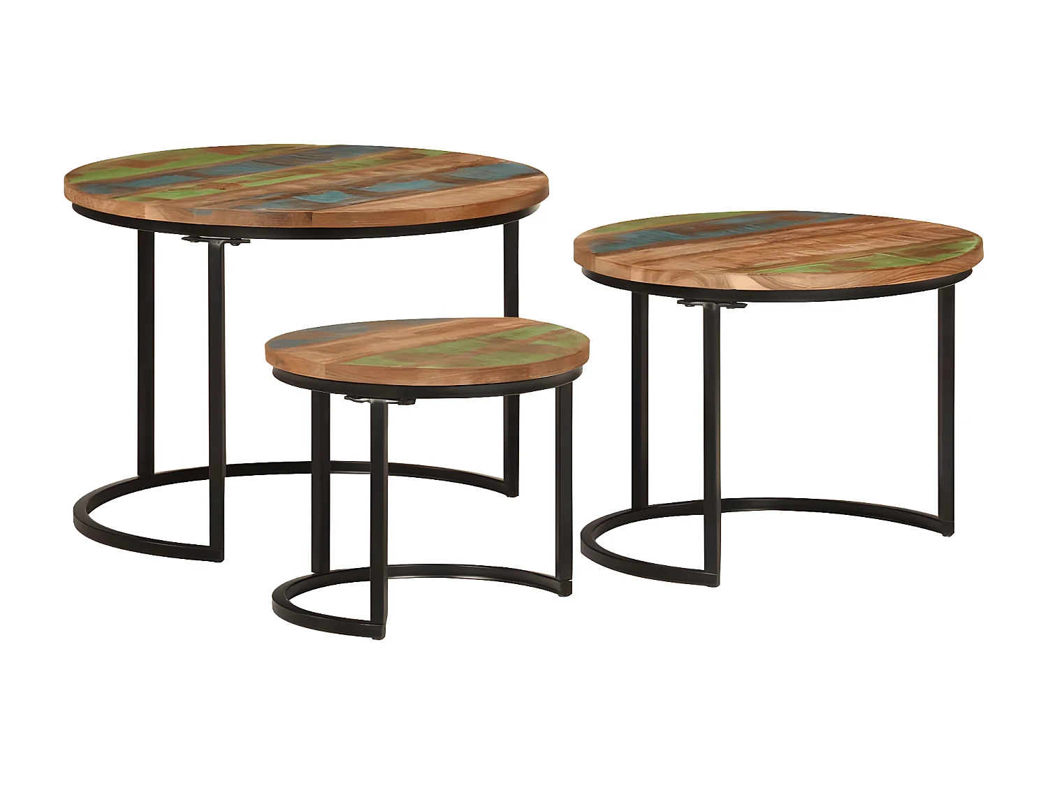 Tables gigognes 3 pcs bois massif de récupération