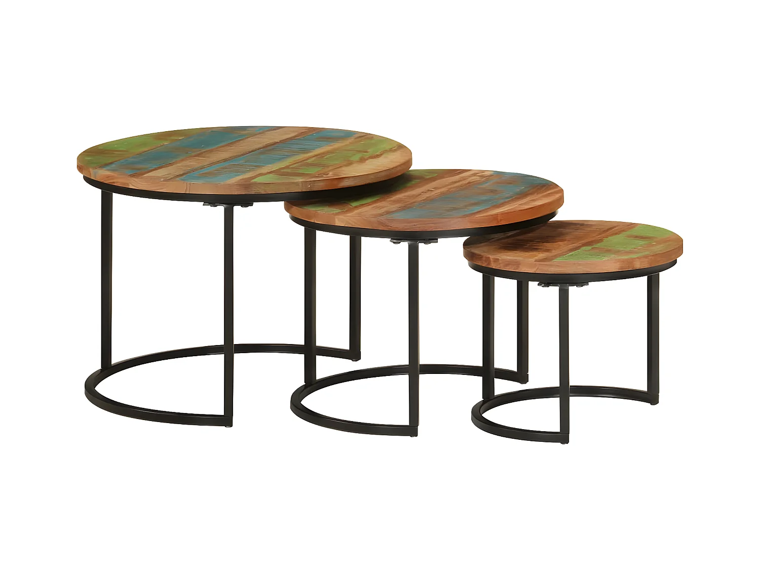 Tables gigognes 3 pcs bois massif de récupération