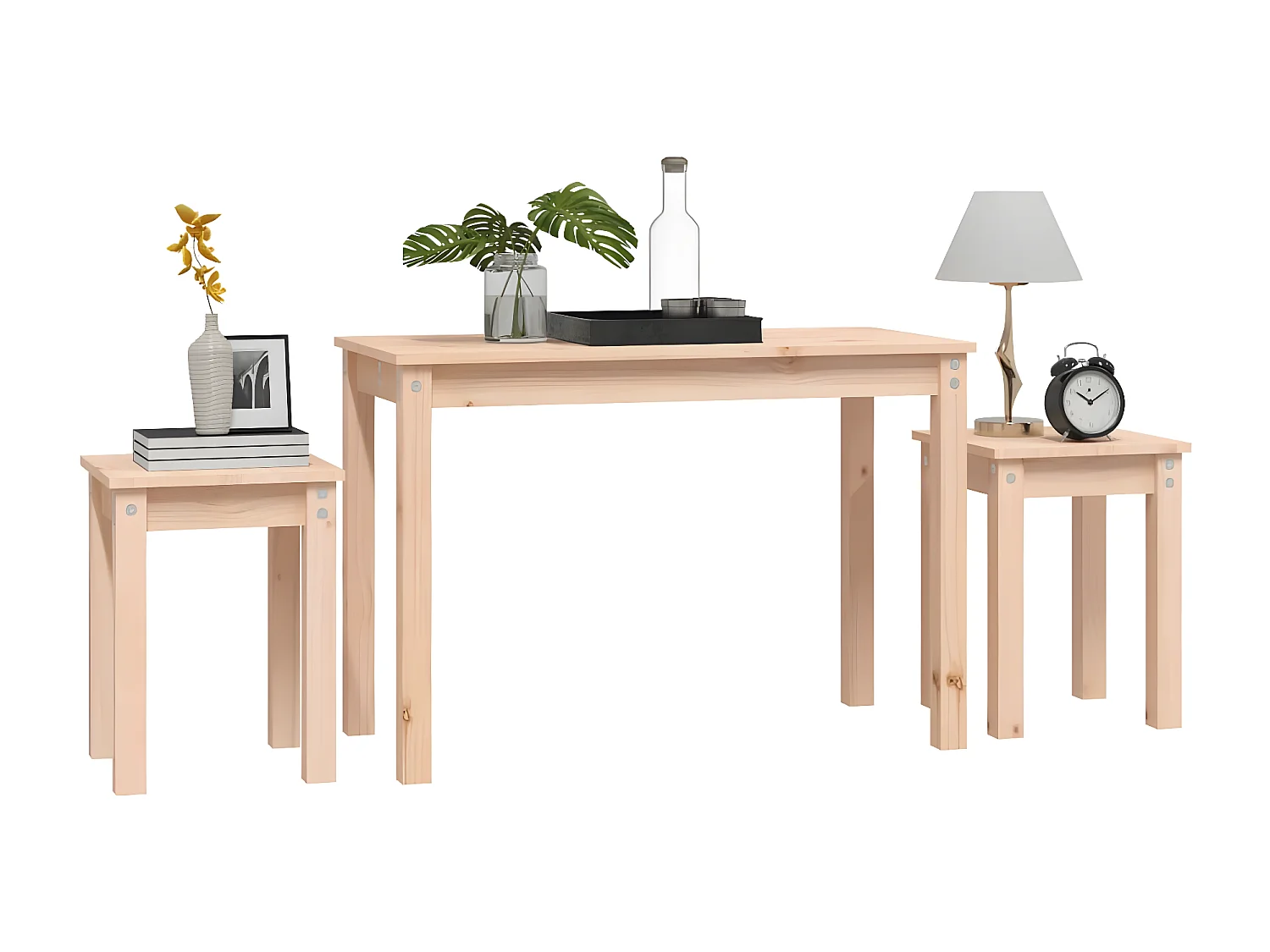 Tables gigognes 3 pcs Bois de pin massif
