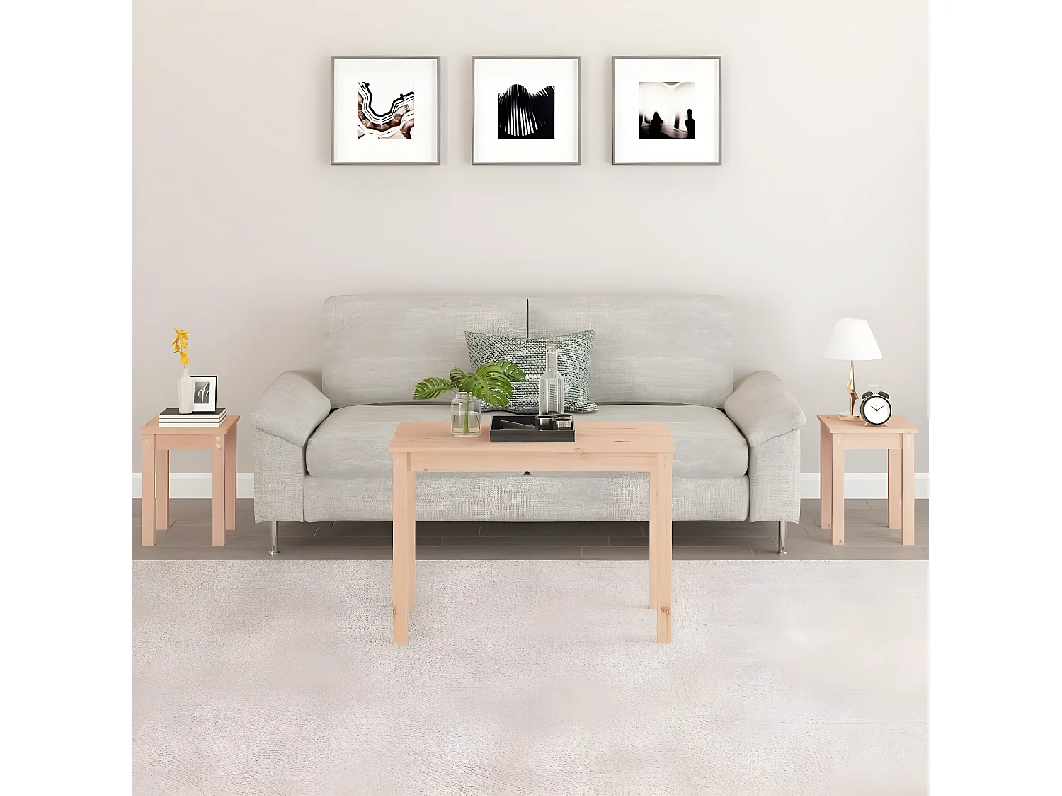 Tables gigognes 3 pcs Bois de pin massif