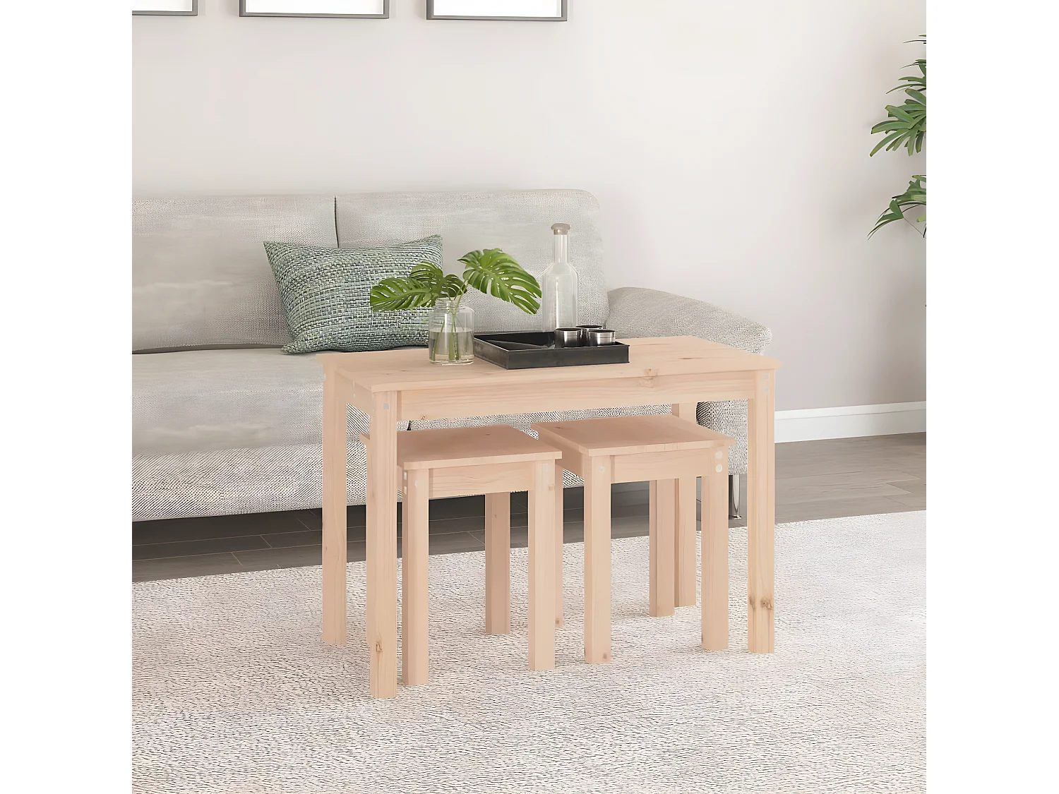 Tables gigognes 3 pcs Bois de pin massif