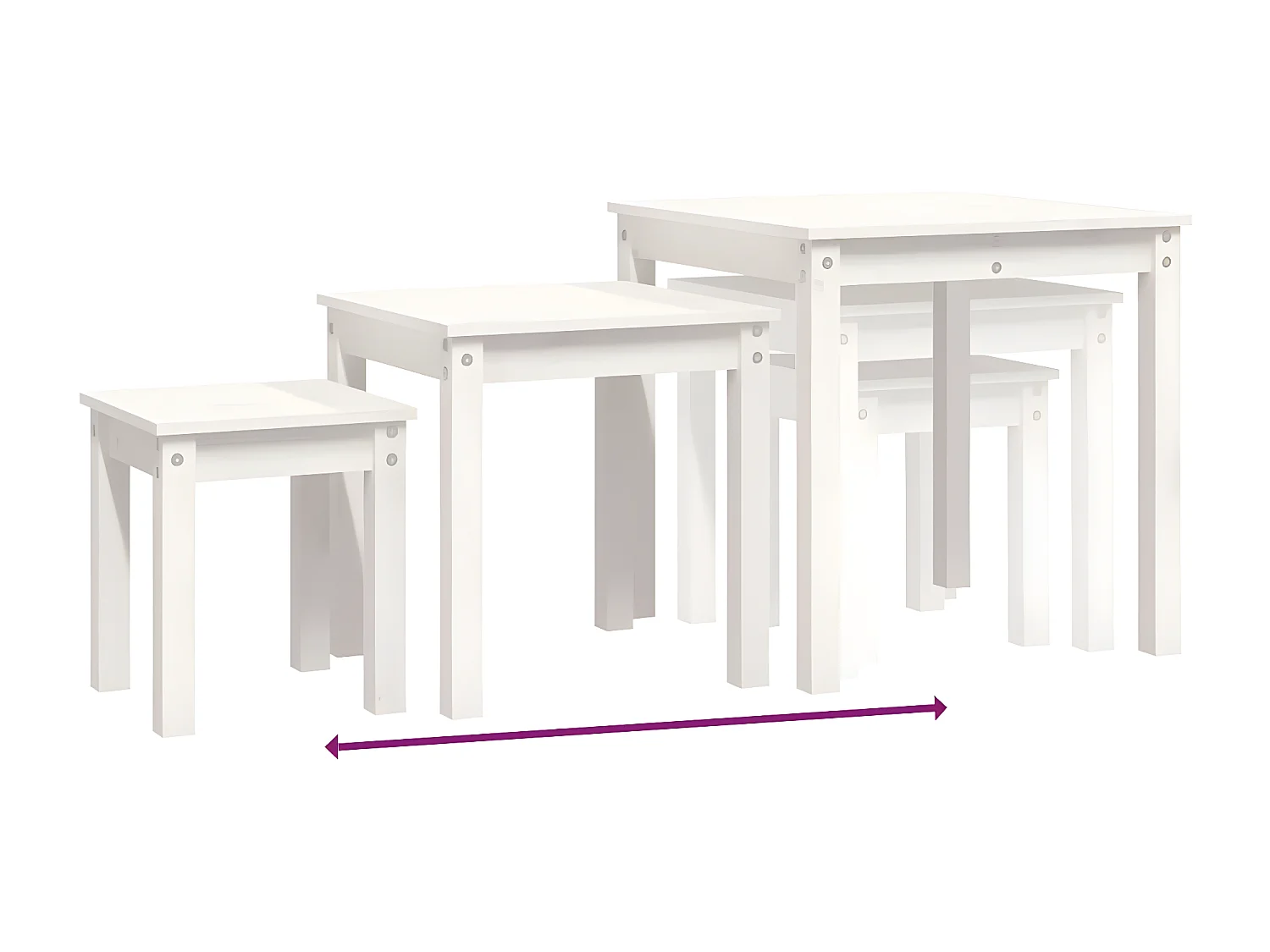 Tables gigognes 3 pcs Blanc Bois de pin massif