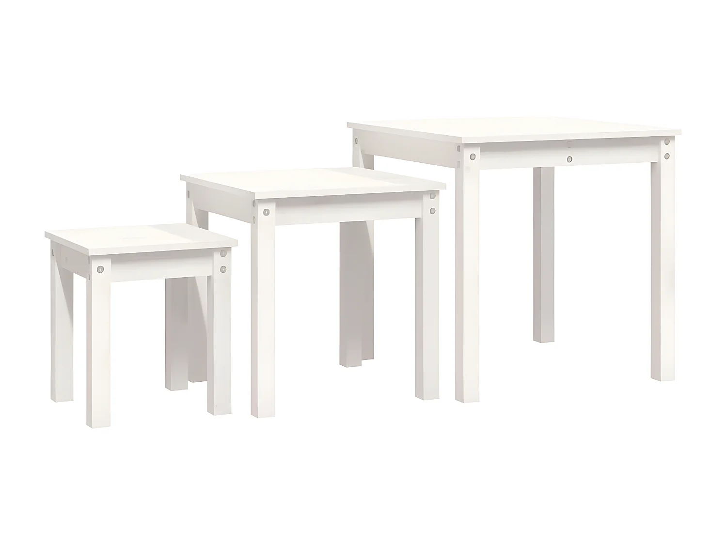 Tables gigognes 3 pcs Blanc Bois de pin massif