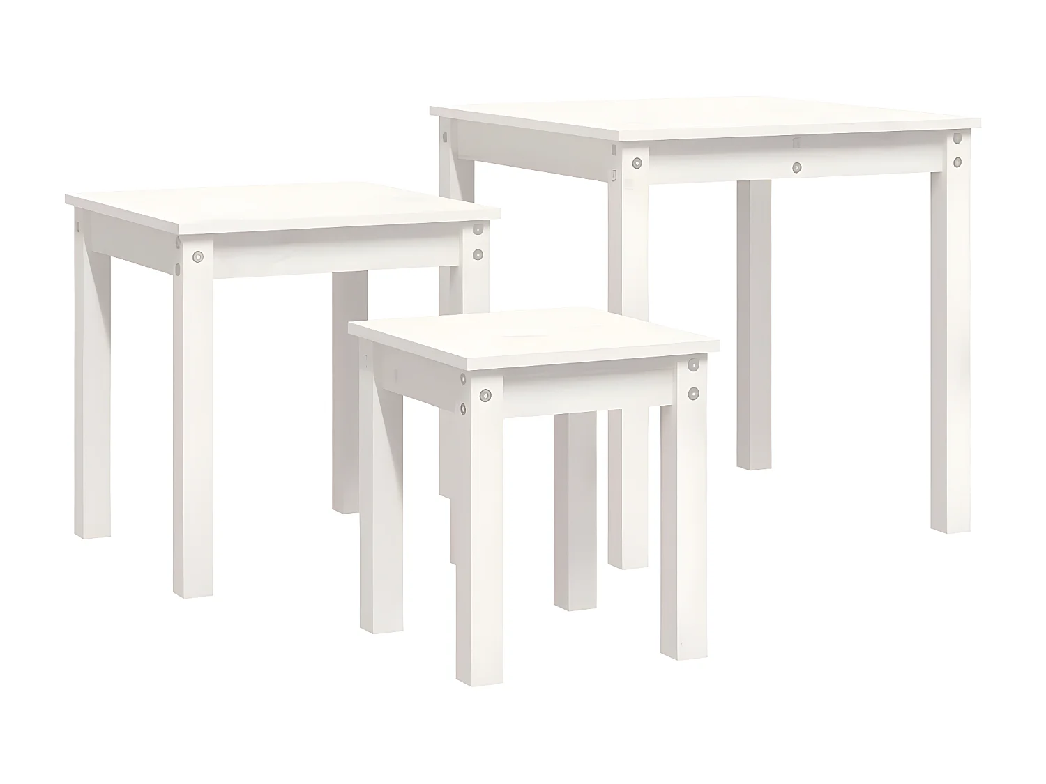 Tables gigognes 3 pcs Blanc Bois de pin massif