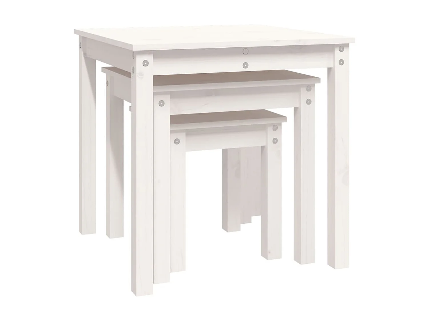 Tables gigognes 3 pcs Blanc Bois de pin massif