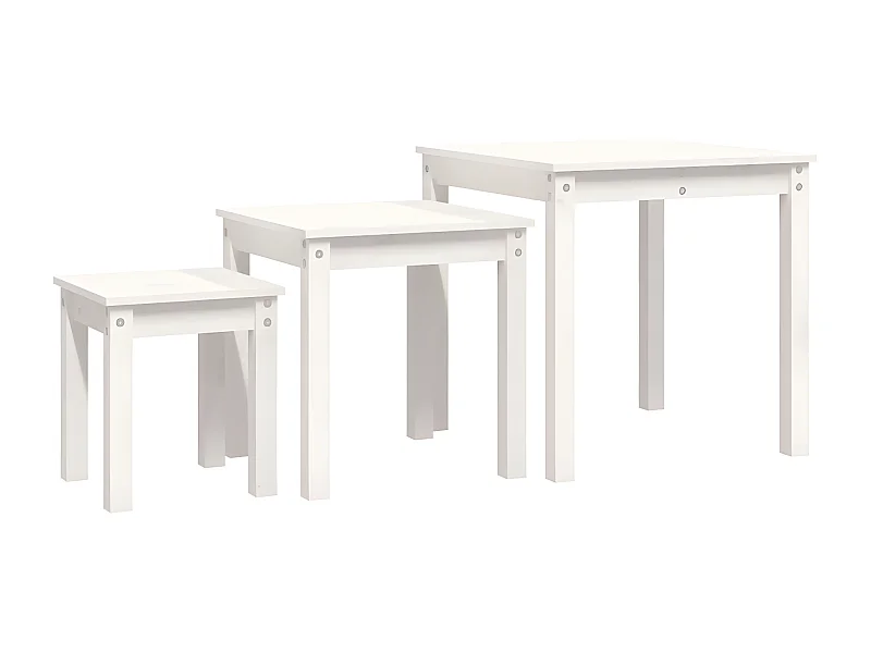 Tables gigognes 3 pcs Blanc Bois de pin massif