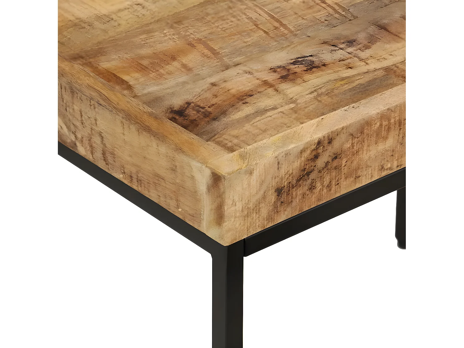 Tables basses gigognes 3pcs bois de manguier massif brut et fer