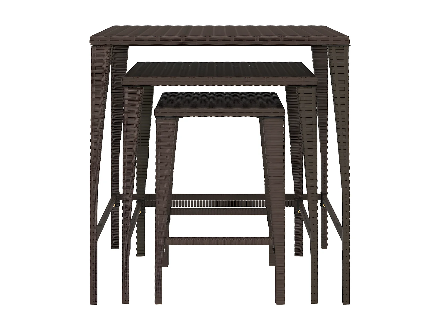 Tables gigognes 3 pcs marron résine tressée