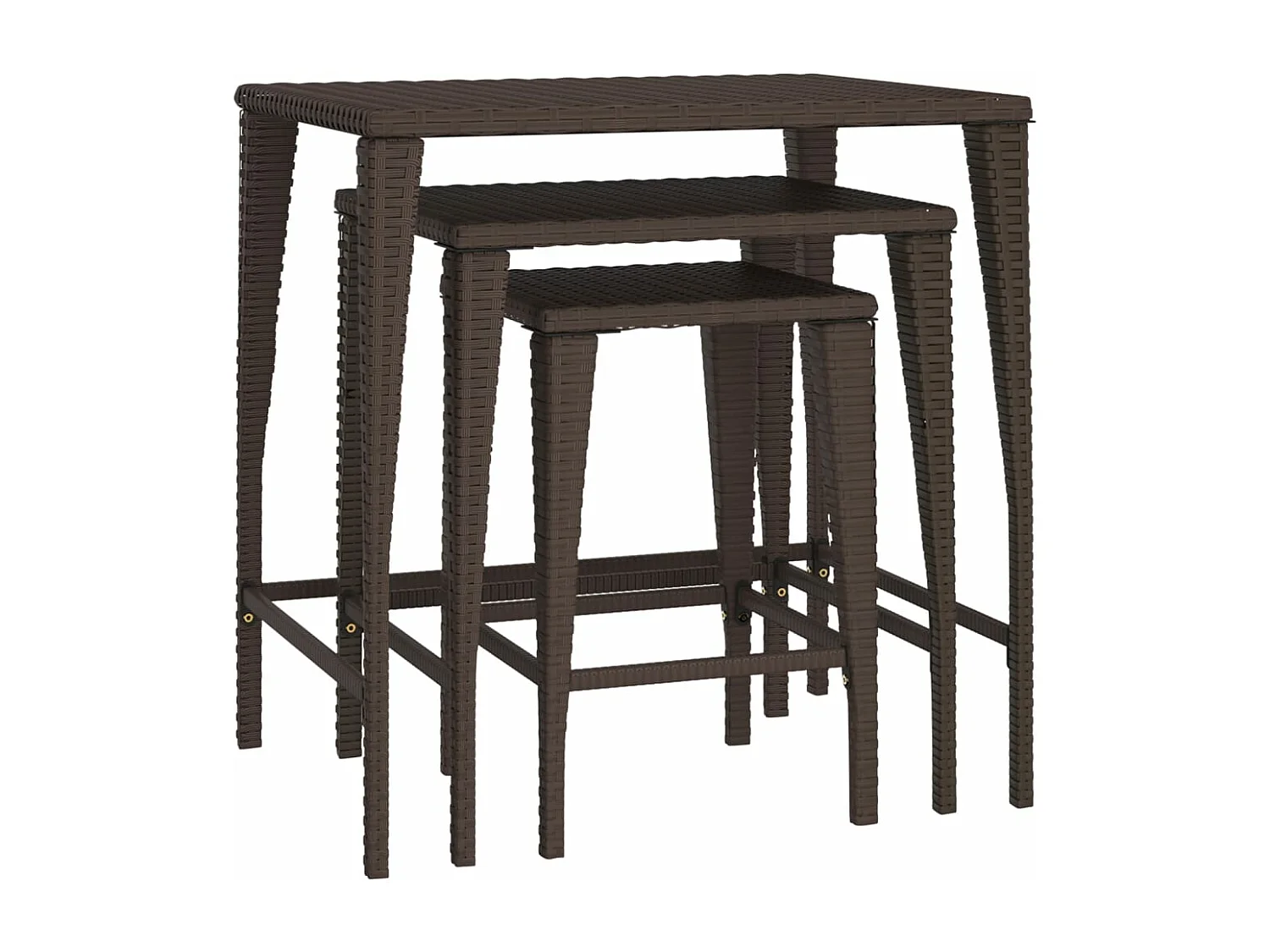 Tables gigognes 3 pcs marron résine tressée