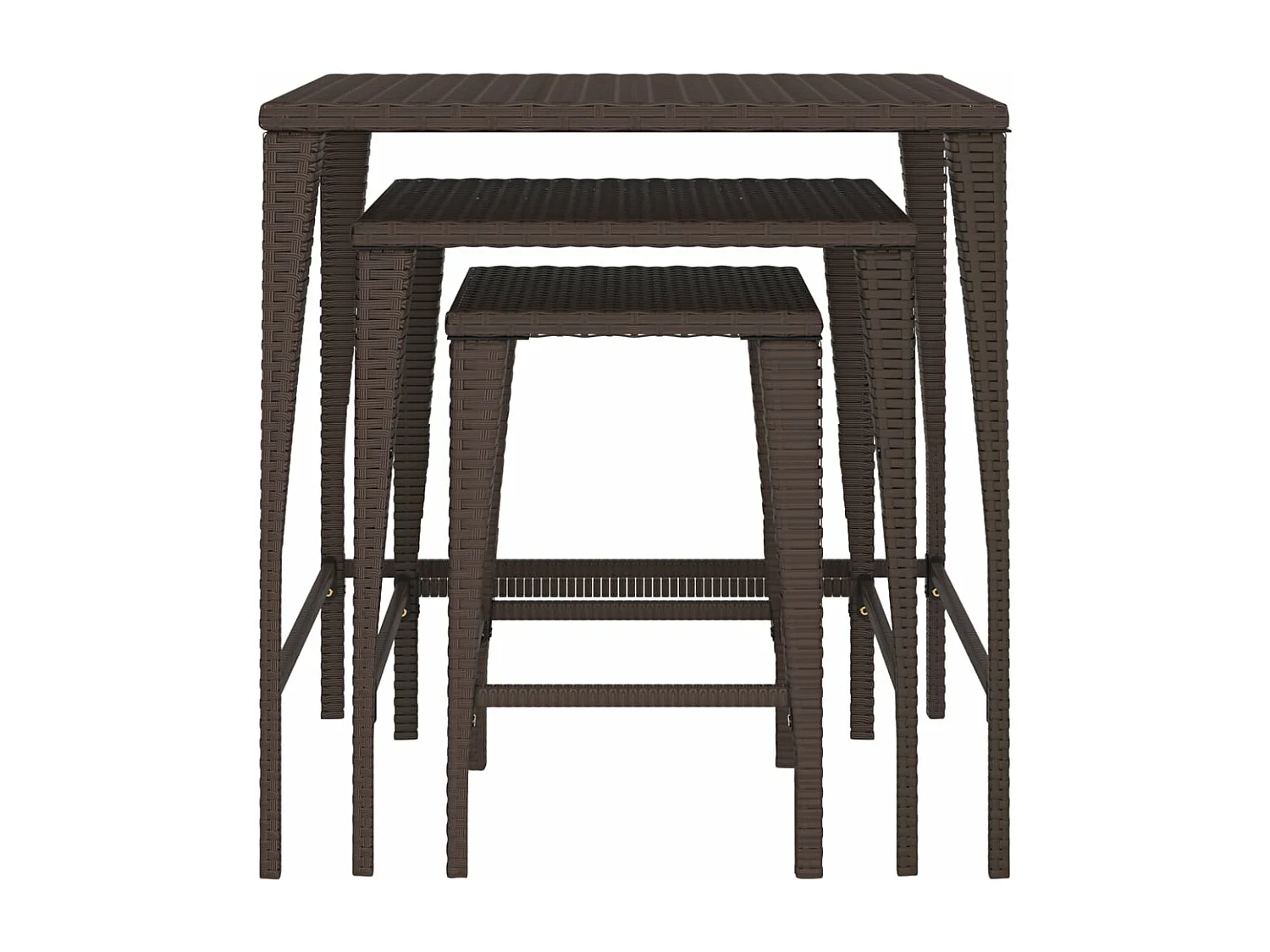 Tables gigognes 3 pcs marron résine tressée