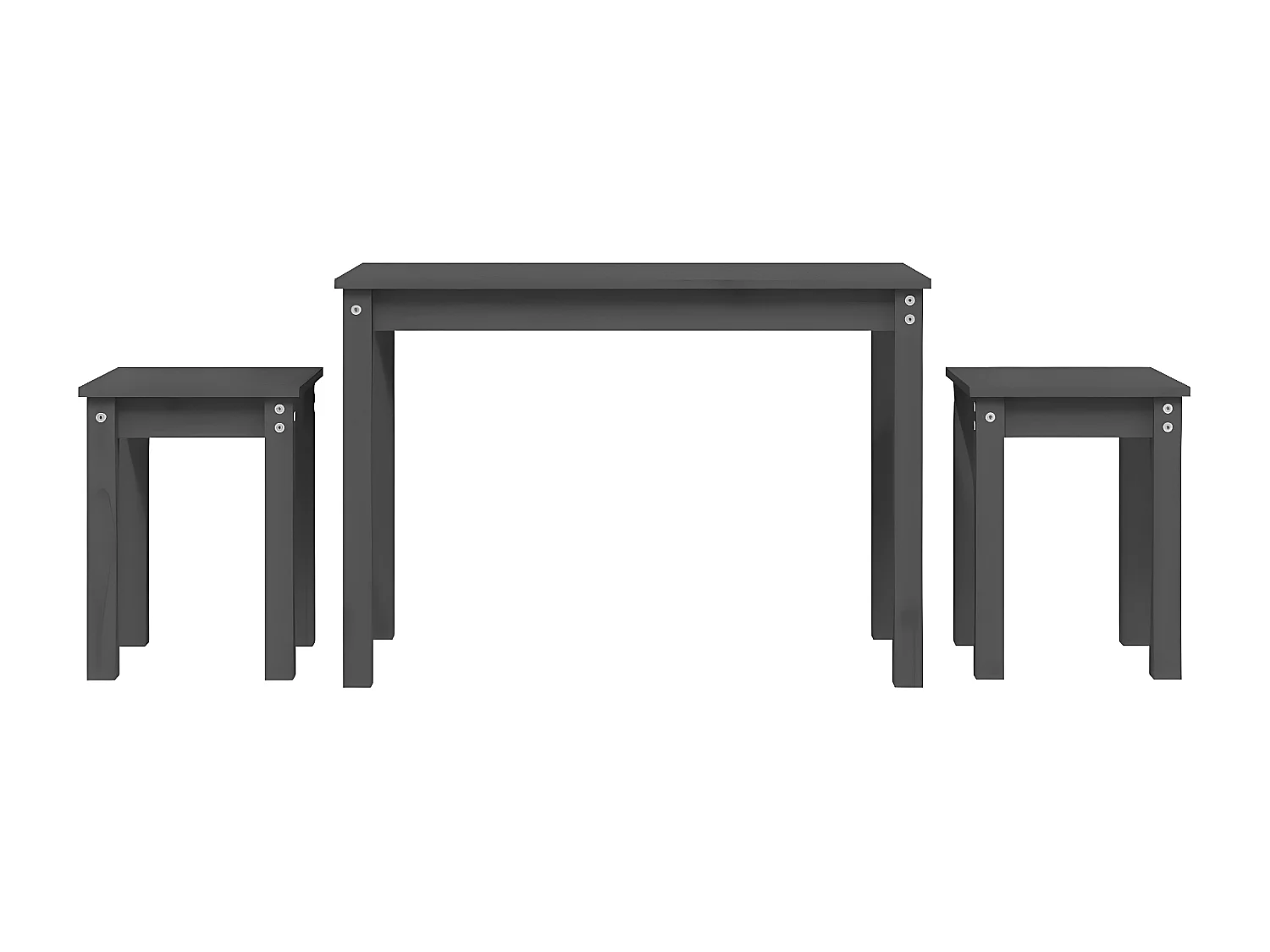 Tables gigognes 3 pcs Gris Bois de pin massif