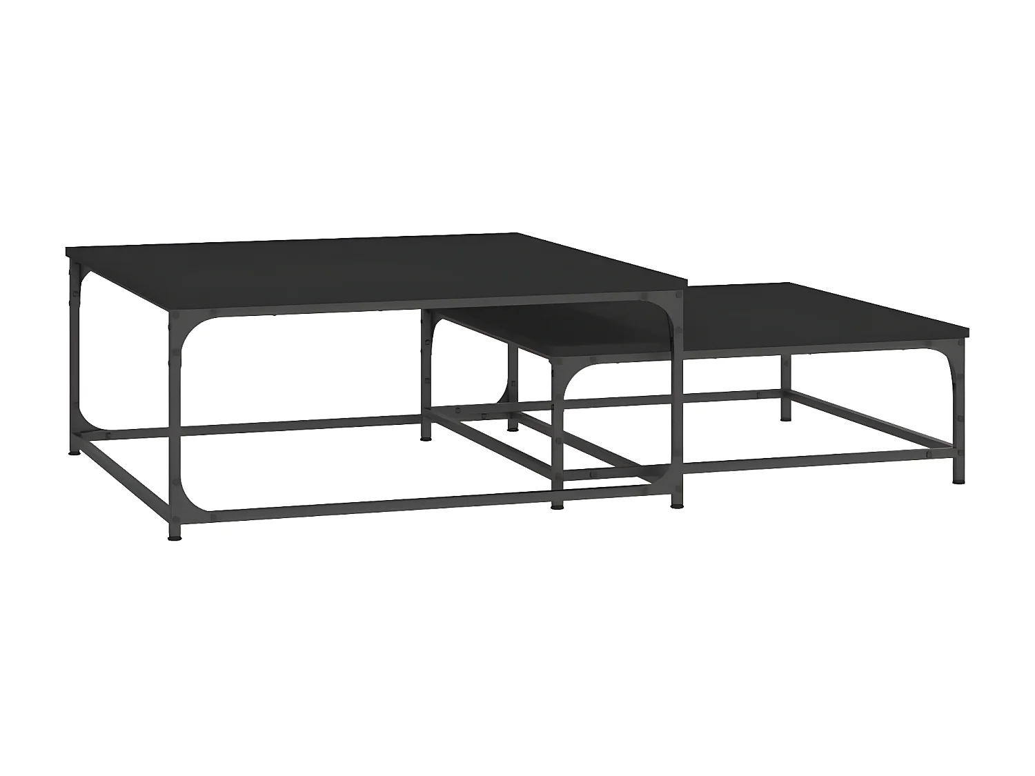 Tables basses gigognes 2 pcs noir bois d'ingénierie