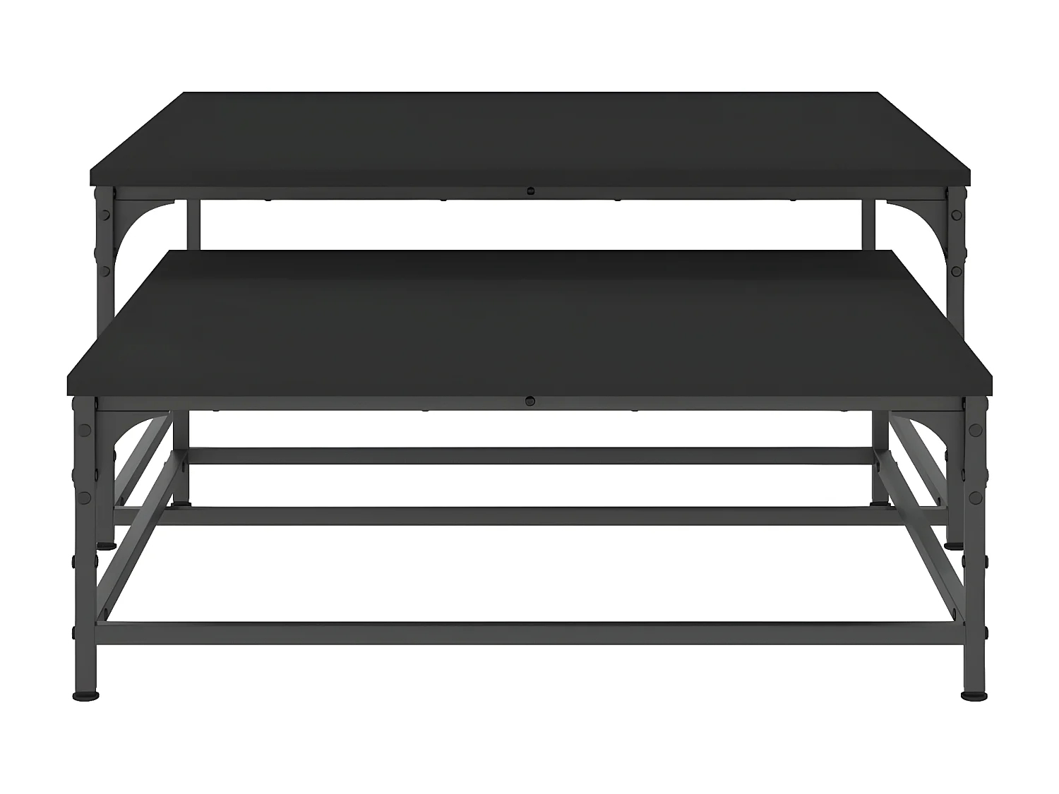 Tables basses gigognes 2 pcs noir bois d'ingénierie