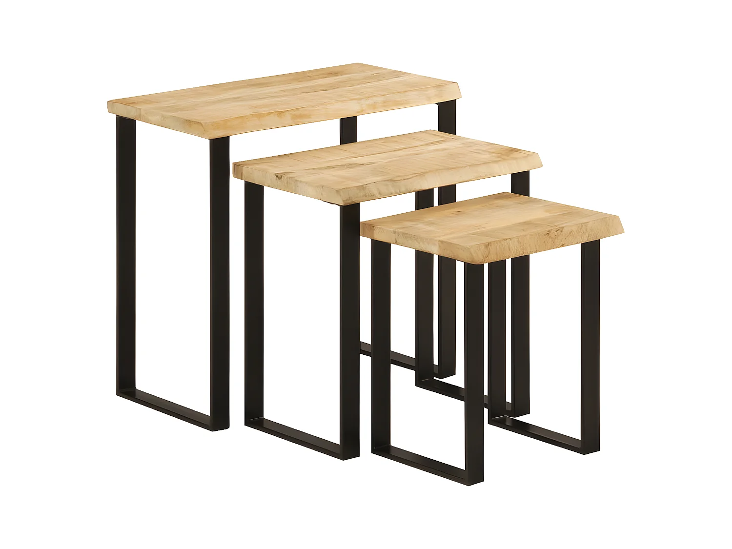 Tables gigognes 3 pcs avec bord vivant bois de manguier massif