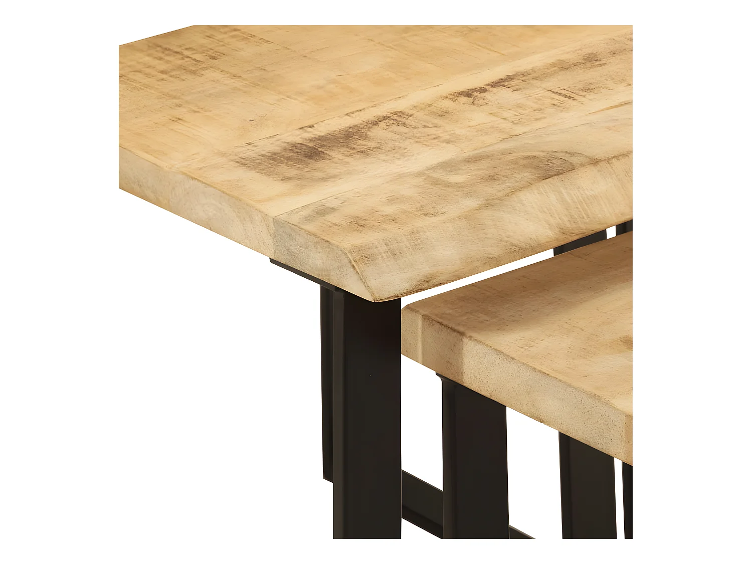Tafeltjesset 3 st met natuurlijke rand massief mangohout