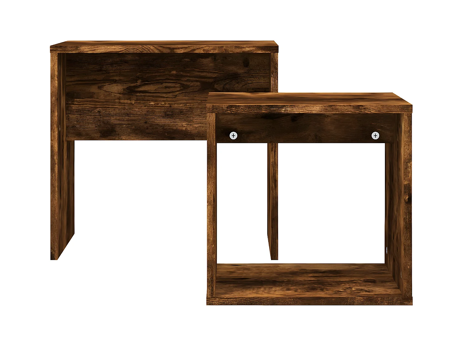 2-delige Tafeltjesset bewerkt hout gerookt eikenkleurig