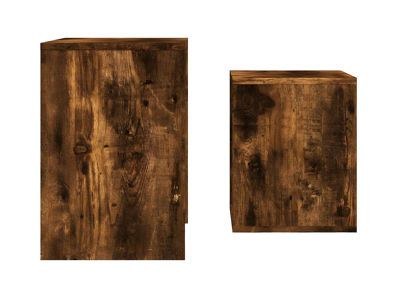 2-delige Tafeltjesset bewerkt hout gerookt eikenkleurig