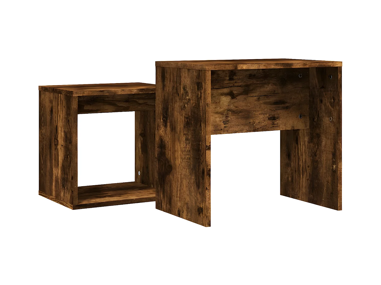 2-delige Tafeltjesset bewerkt hout gerookt eikenkleurig