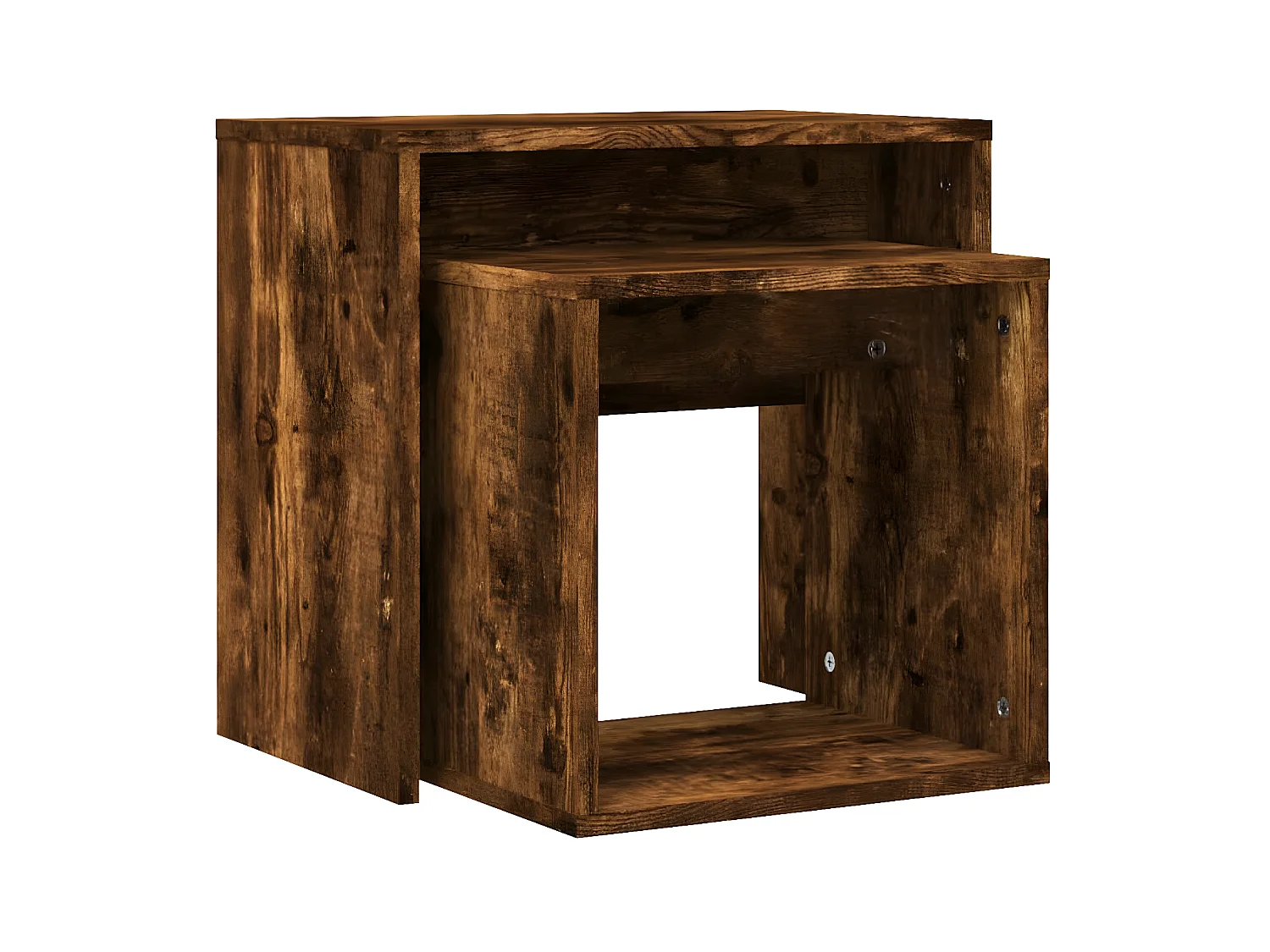 2-delige Tafeltjesset bewerkt hout gerookt eikenkleurig