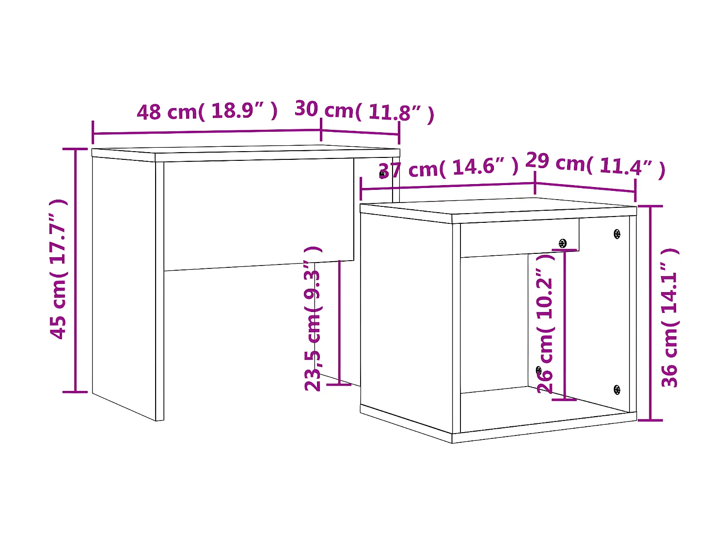 Tables basses gigognes 2 pcs chêne fumé bois d'ingénierie