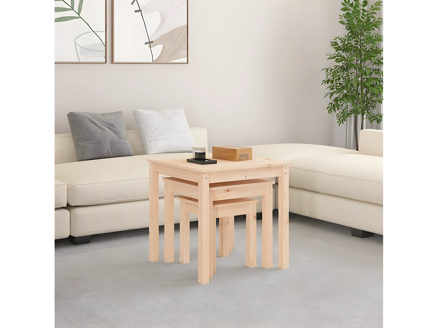 Tables gigognes 3 pcs Bois de pin massif