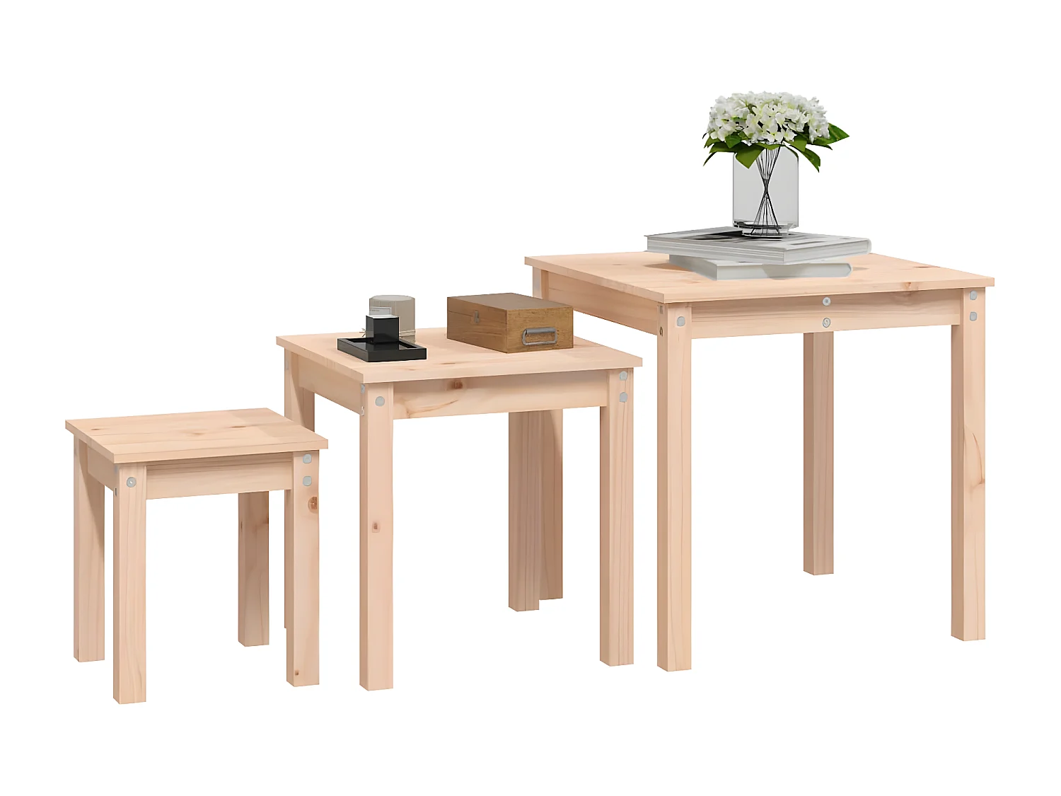 Tables gigognes 3 pcs Bois de pin massif