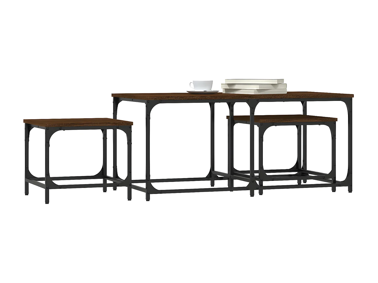 Tables basses gigognes 3 pcs chêne marron bois d'ingénierie