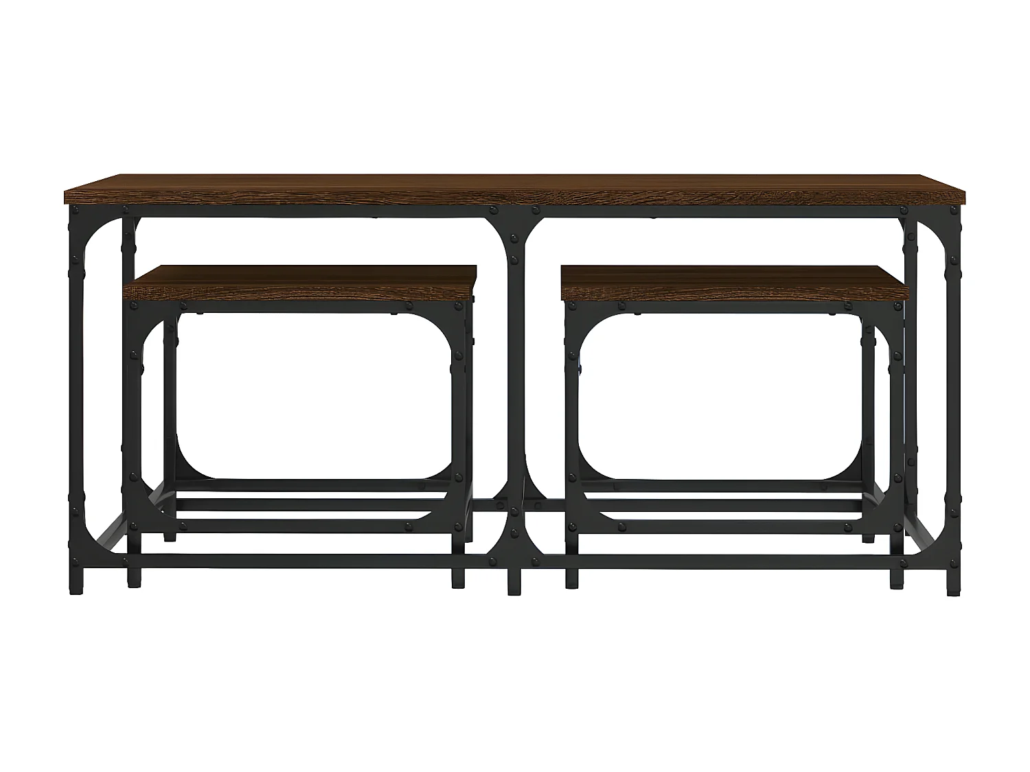 Tables basses gigognes 3 pcs chêne marron bois d'ingénierie