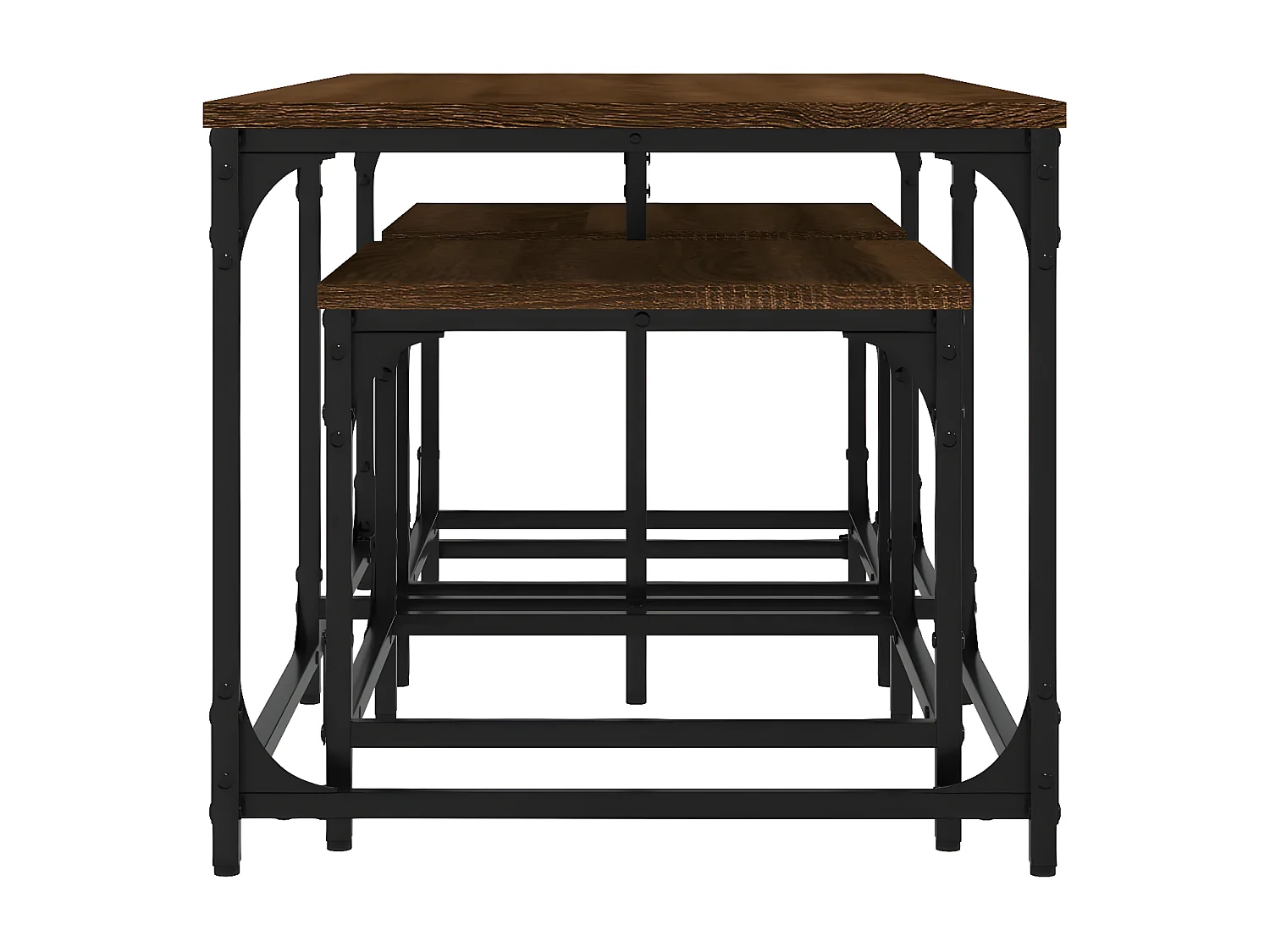 Tables basses gigognes 3 pcs chêne marron bois d'ingénierie