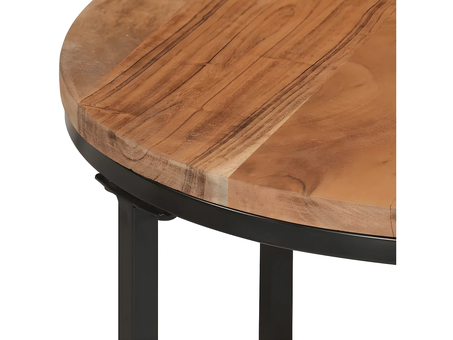 Tables basses gigognes 3 pcs bois massif d'acacia et fer