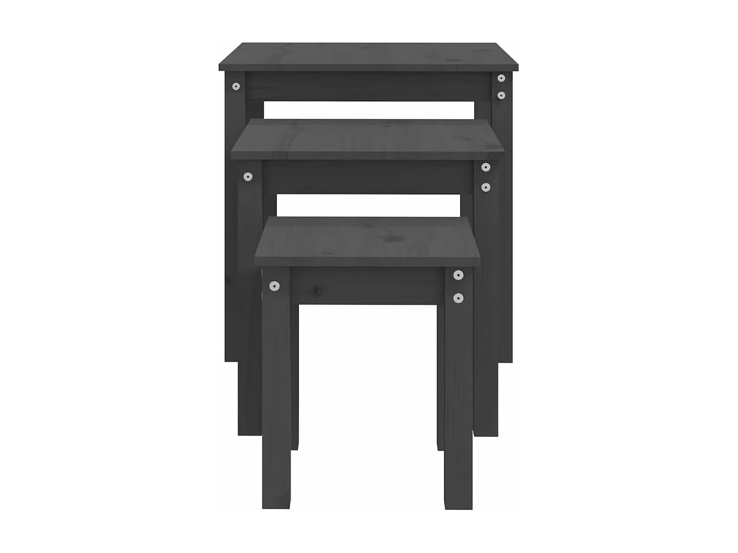 Tables gigognes 3 pcs Gris Bois de pin massif