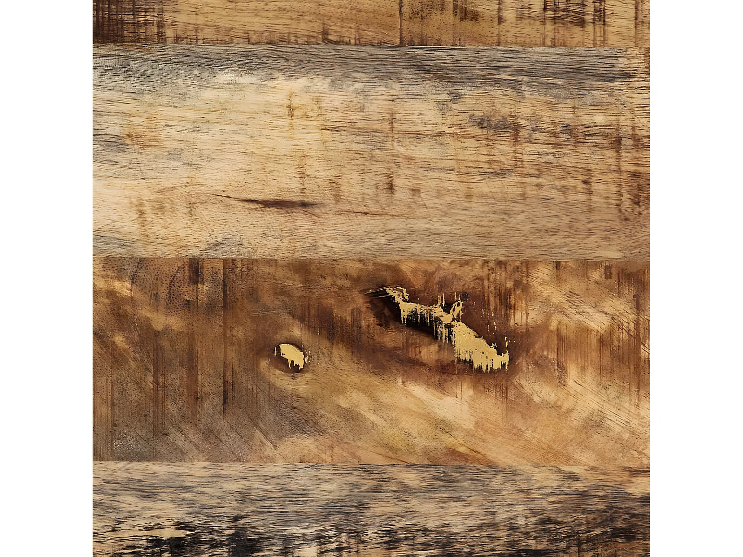 3-delige Salontafelset massief ruw mangohout en ijzer