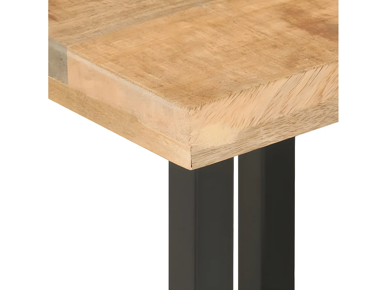 3-delige Salontafelset massief ruw mangohout en ijzer