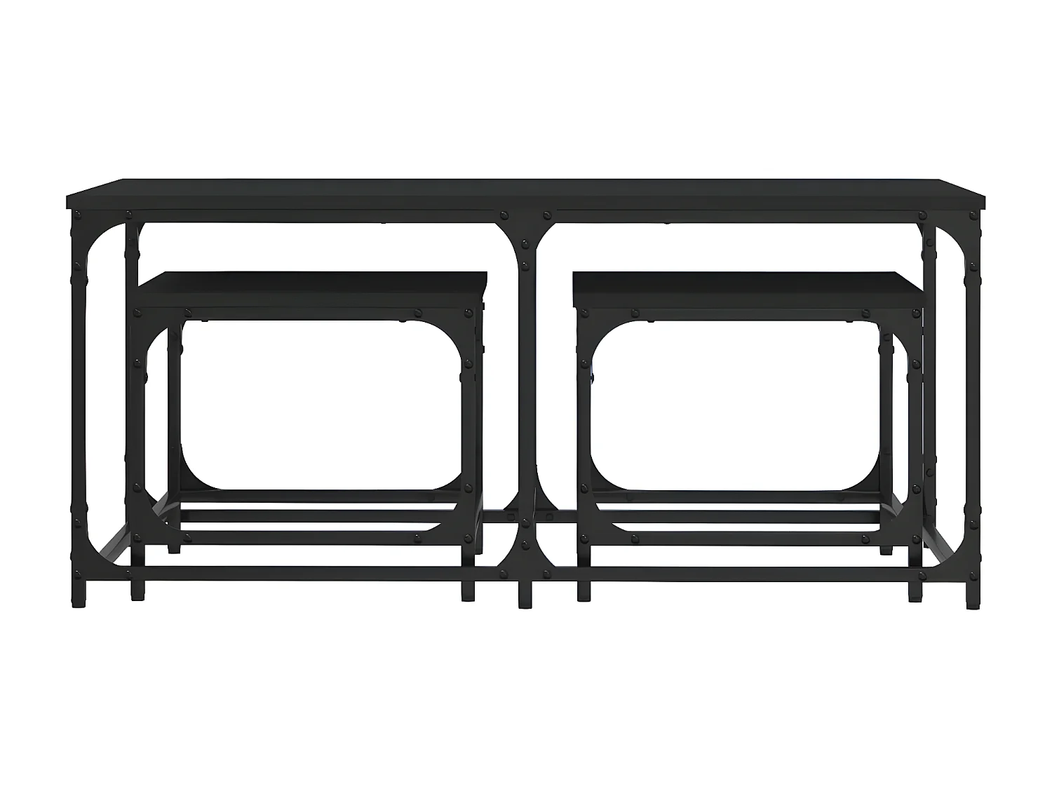 Tables basses gigognes 3 pcs noir bois d'ingénierie