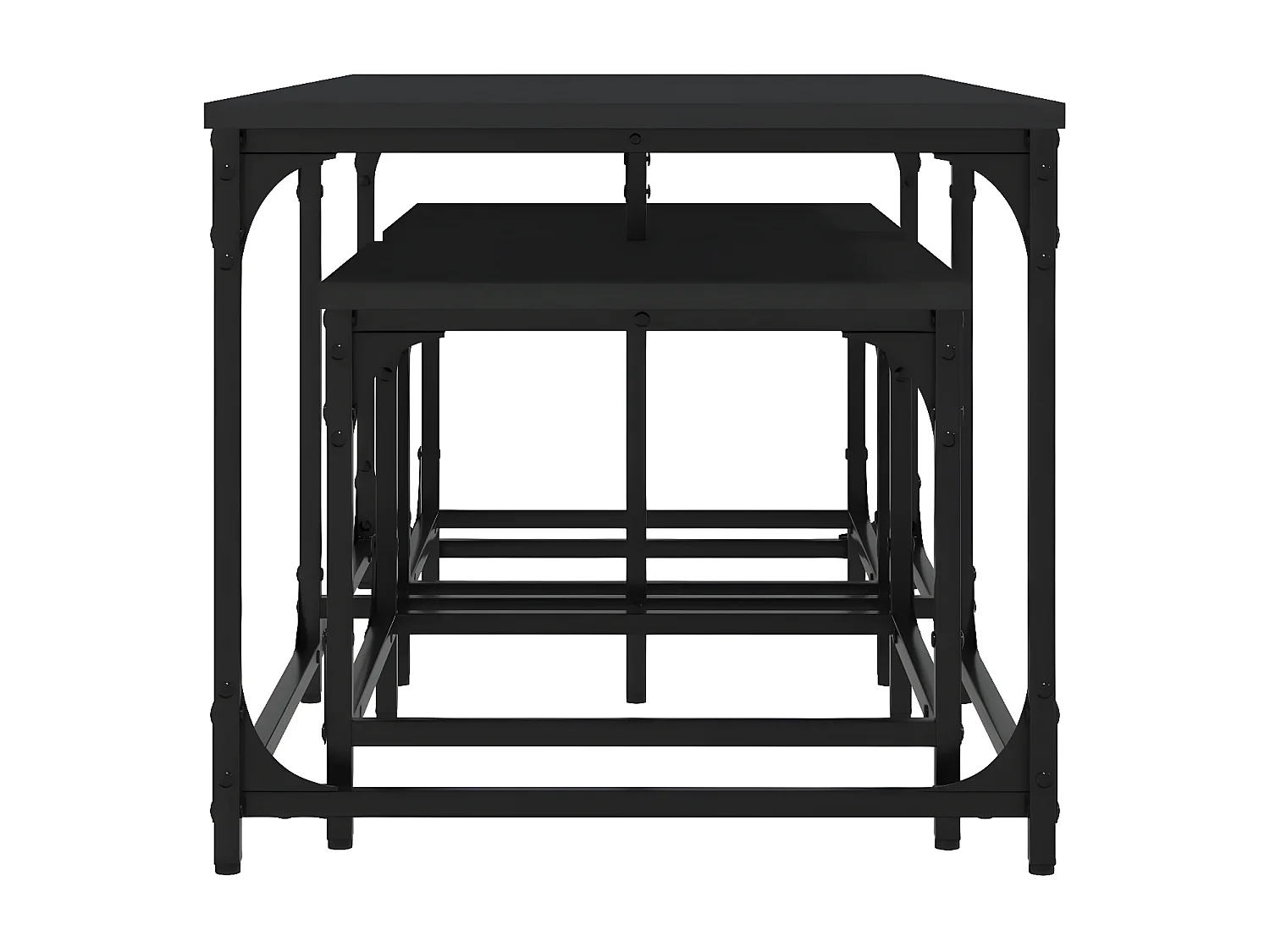 Tables basses gigognes 3 pcs noir bois d'ingénierie