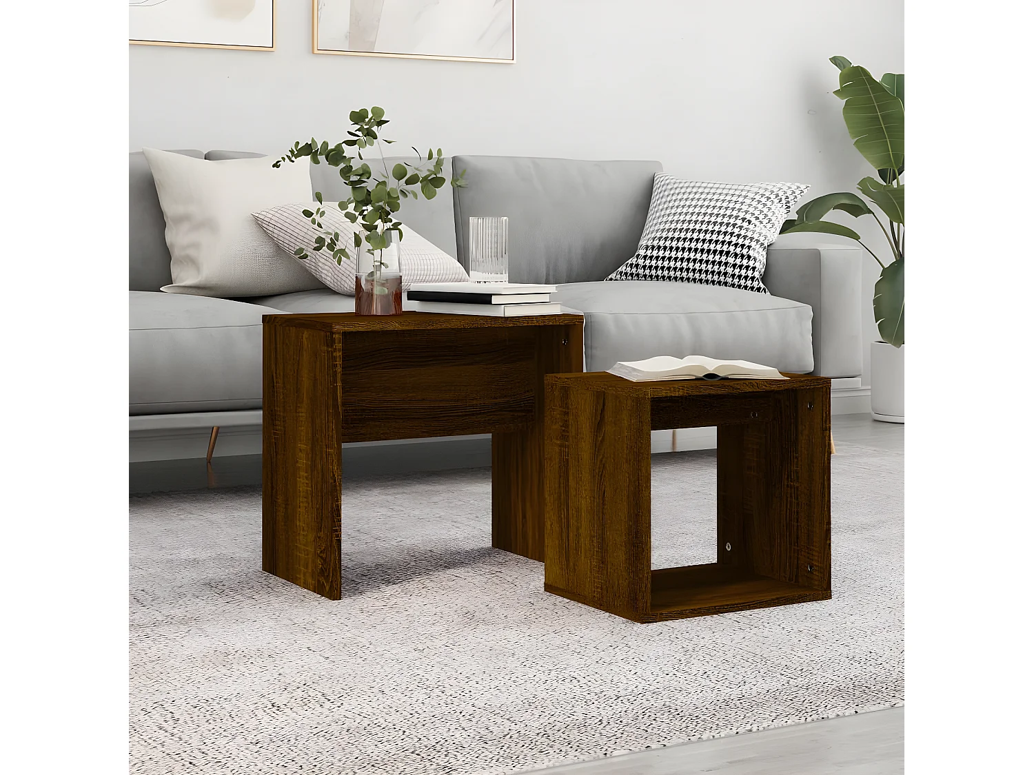 Tables basses gigognes 2 pcs chêne marron bois d'ingénierie