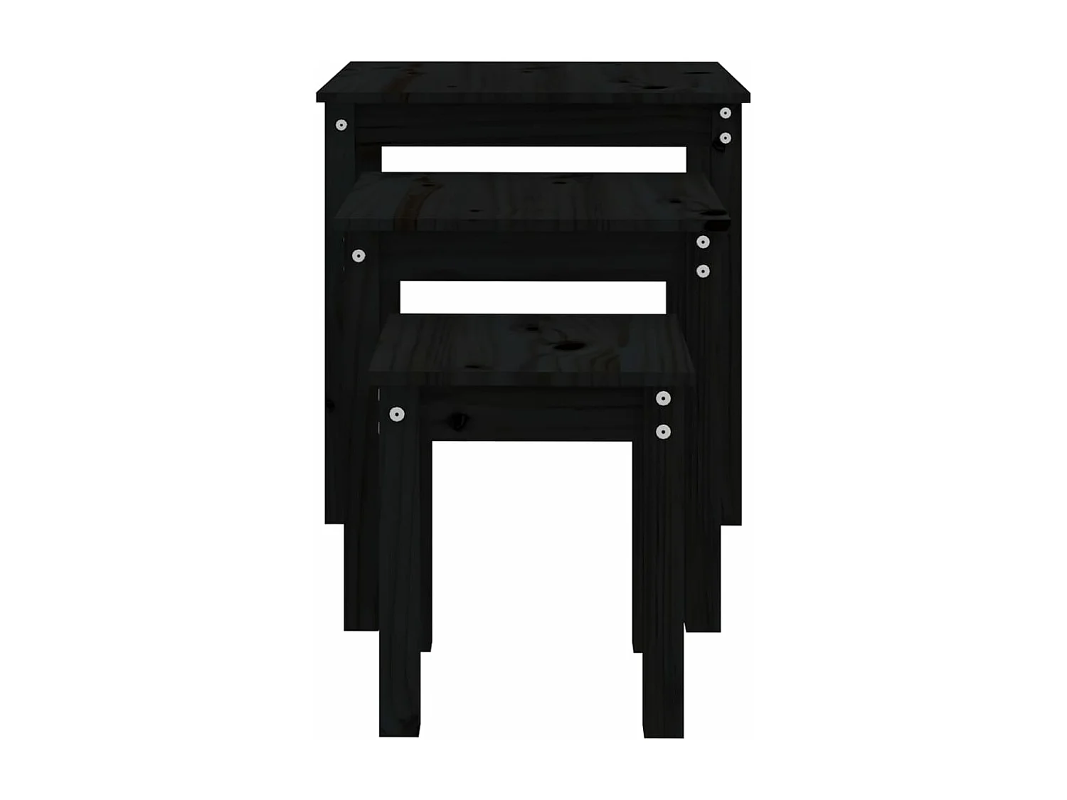 Tables gigognes 3 pcs Noir Bois de pin massif