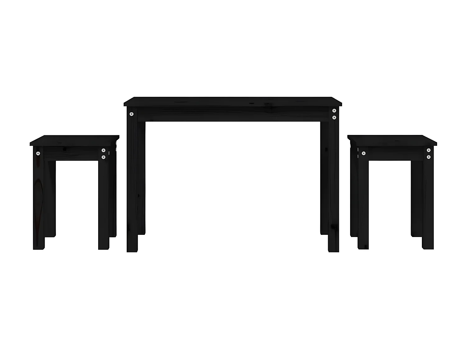 Tables gigognes 3 pcs Noir Bois de pin massif