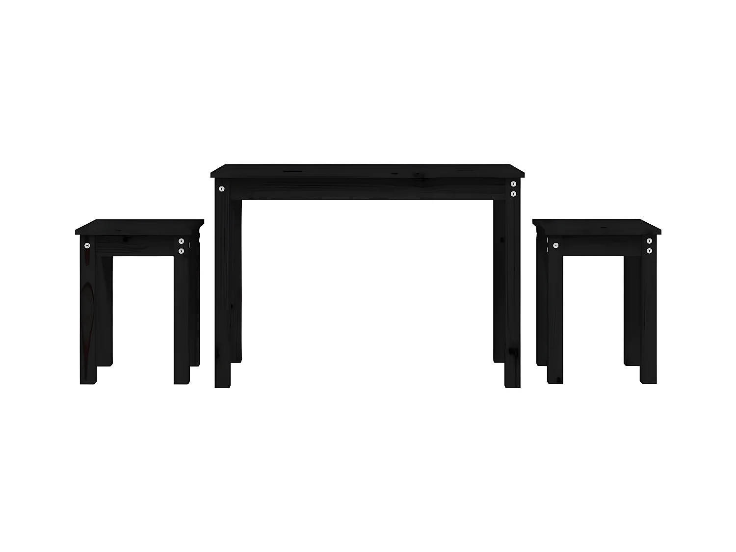 Tables gigognes 3 pcs Noir Bois de pin massif
