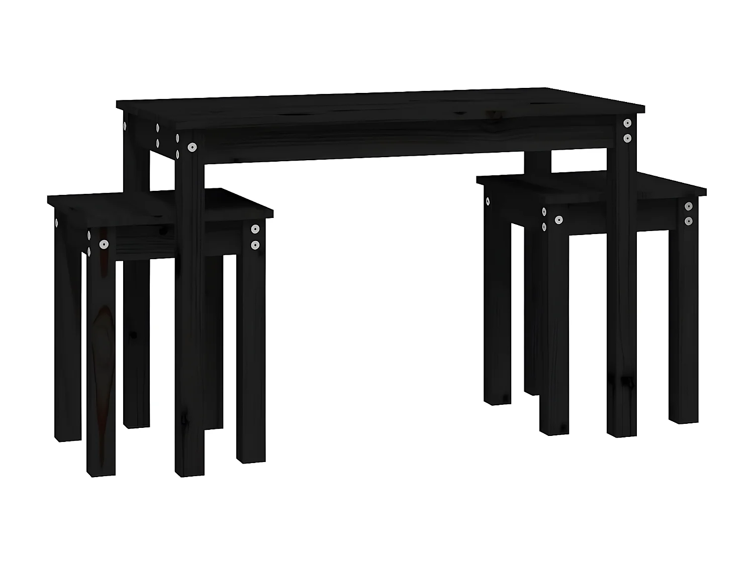 Tables gigognes 3 pcs Noir Bois de pin massif