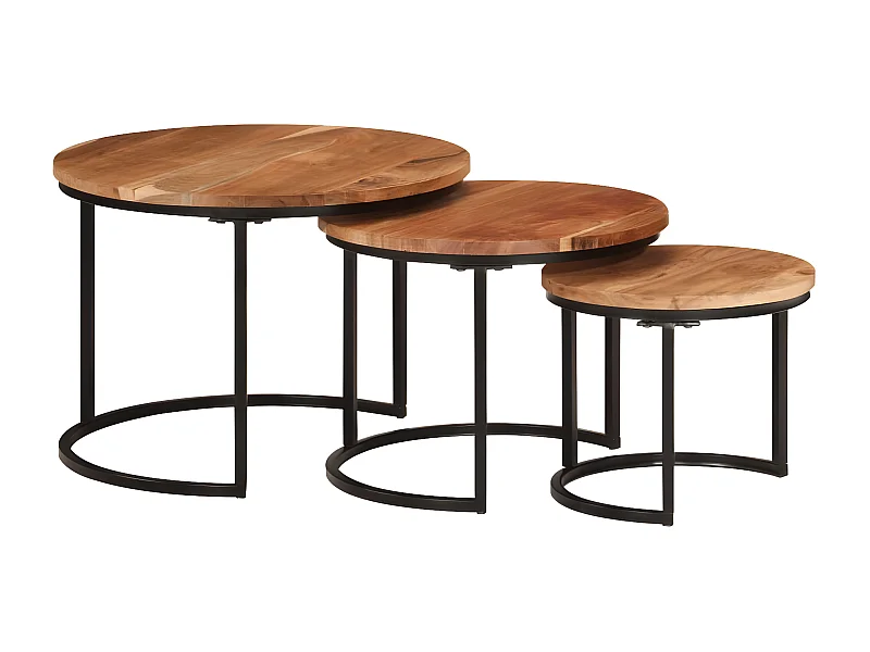 Tables gigognes 3 pcs bois massif d'acacia