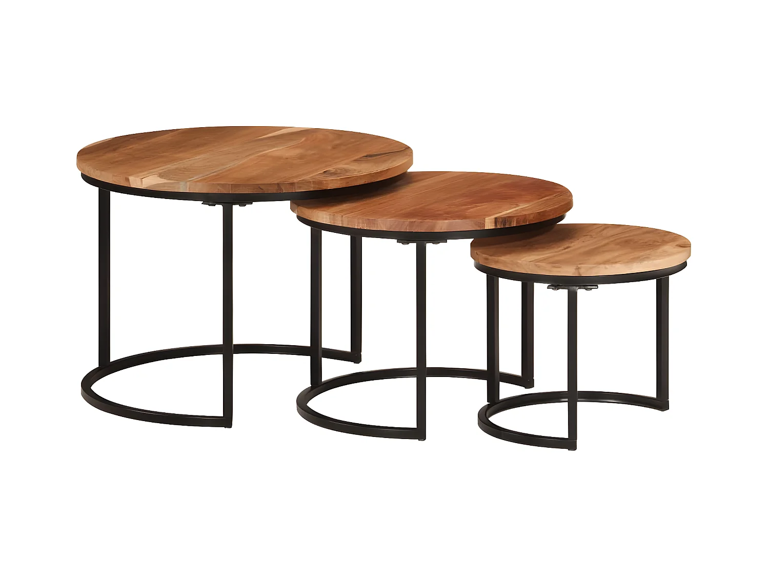 Tables gigognes 3 pcs bois massif d'acacia
