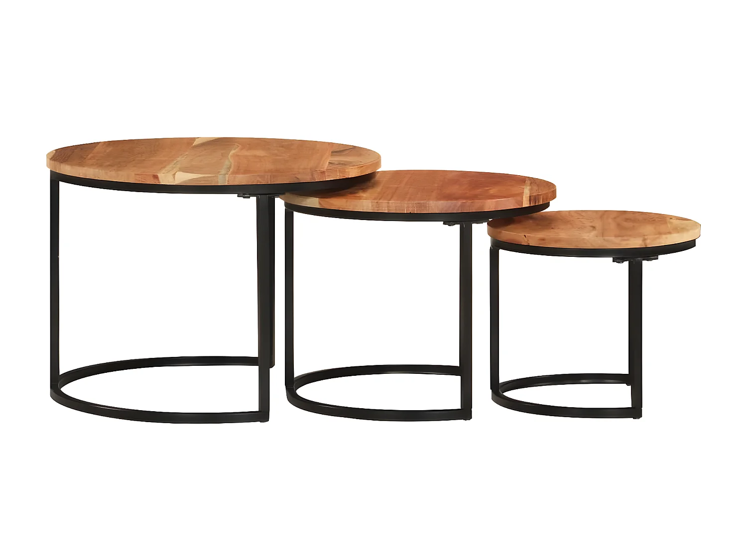 Tables gigognes 3 pcs bois massif d'acacia