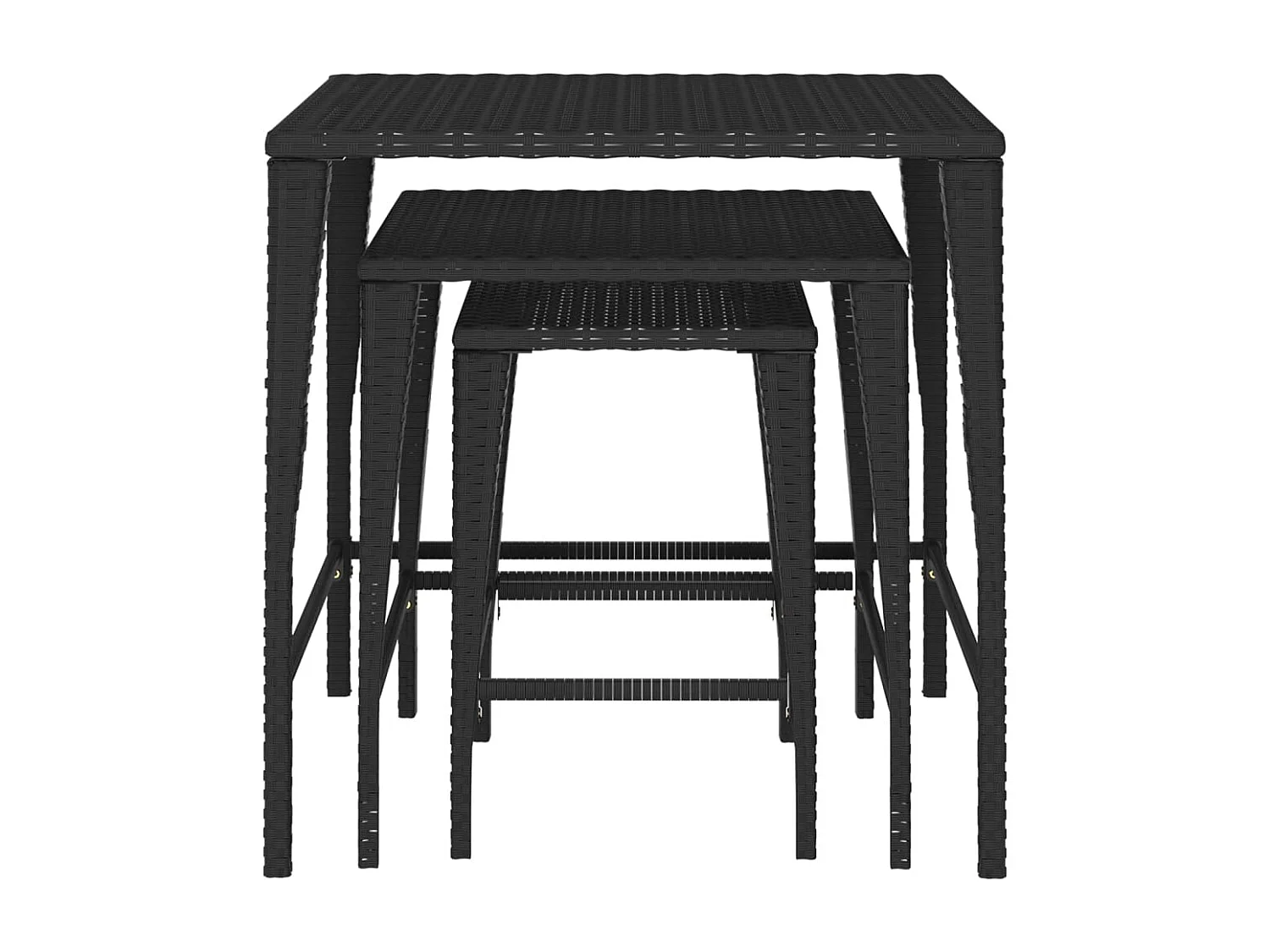 Tables gigognes 3 pcs noir résine tressée