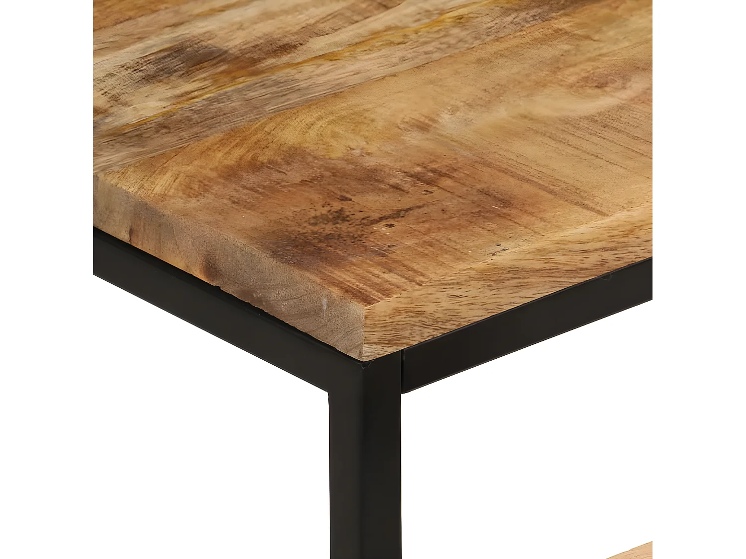 Tables basses gigognes 3pcs bois de manguier massif brut et fer